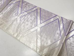 アンティーク　菱に菊尽くし模様織り出し全通袋帯（材料）